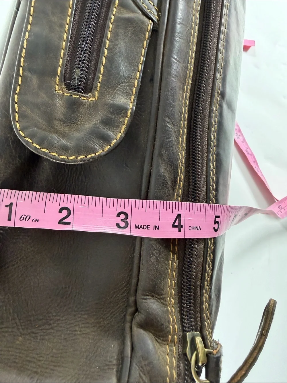 Vintage Distressed Leather Backpack Marco Daniela Brown Laptop Travel Bag
